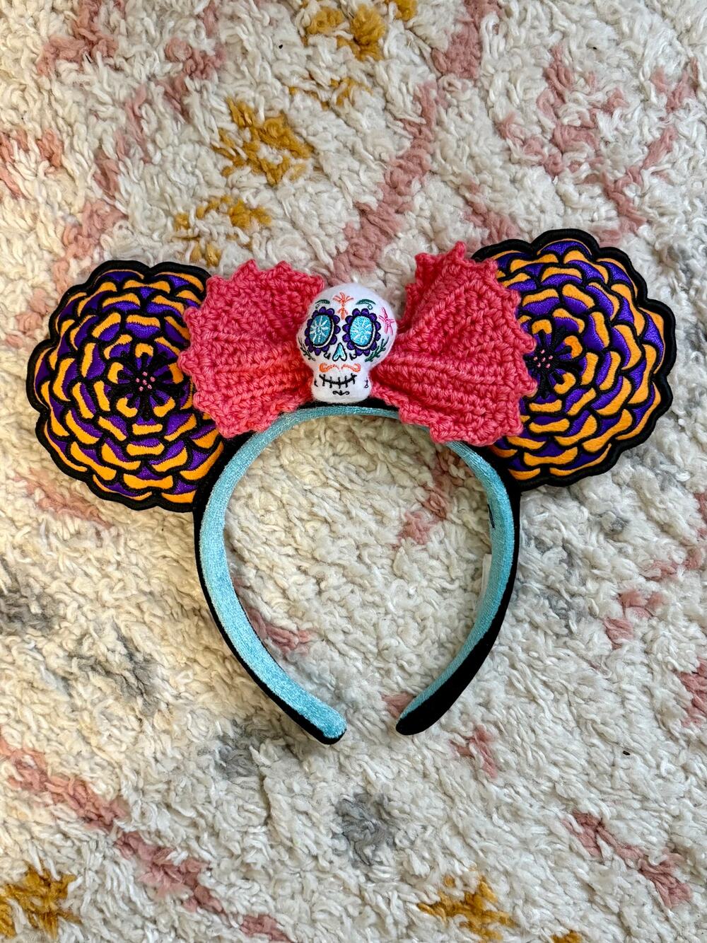Disney Parks Coco Dia De Los Muertos Crochet Minnie Mouse Ears Headband